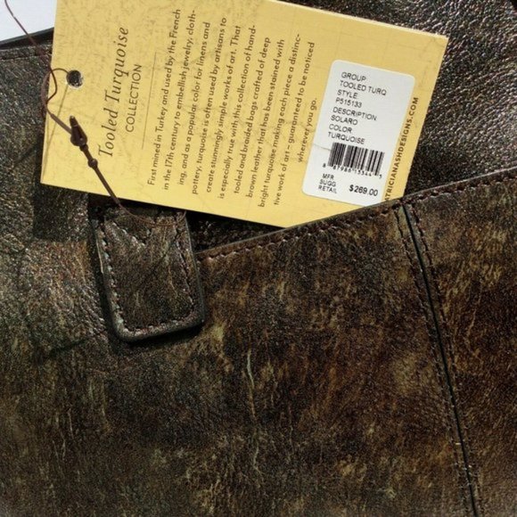 Patricia Nash Solaro Turquoise Leather Tote NWT - Picture 6 of 6